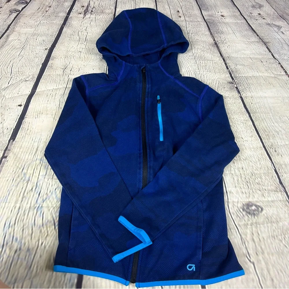 4/$25 Gap Fit navy blue camo zip up jacket kids L